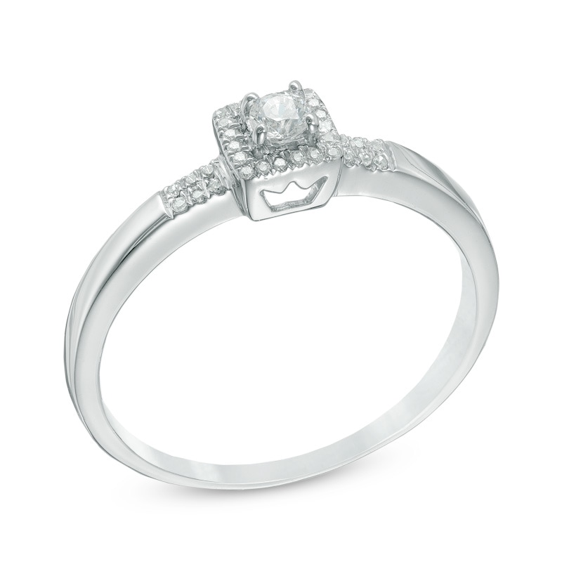 0.11 CT. T.W. Diamond Square Frame Promise Ring in Sterling Silver