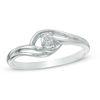 Thumbnail Image 0 of 0.09 CT. Diamond Solitaire Bypass Promise Ring in Sterling Silver