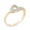 0.09 CT. T.W. Diamond Tilted Heart Ring in 10K Gold