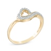 Thumbnail Image 1 of 0.09 CT. T.W. Diamond Tilted Heart Ring in 10K Gold