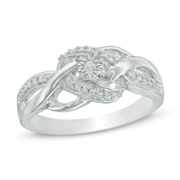 0.18 CT. T.W. Diamond Woven Promise Ring in Sterling Silver