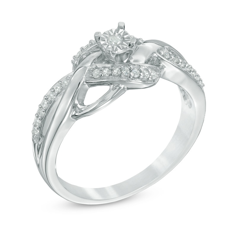 Main Image 2 of 0.18 CT. T.W. Diamond Woven Promise Ring in Sterling Silver