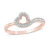 Thumbnail Image 0 of 0.09 CT. T.W. Diamond Tilted Heart Outline Ring in 10K Rose Gold
