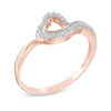 Thumbnail Image 1 of 0.09 CT. T.W. Diamond Tilted Heart Outline Ring in 10K Rose Gold