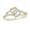 Thumbnail Image 0 of 0.11 CT. T.W. Diamond Interlocking Hearts Ring in 10K Gold