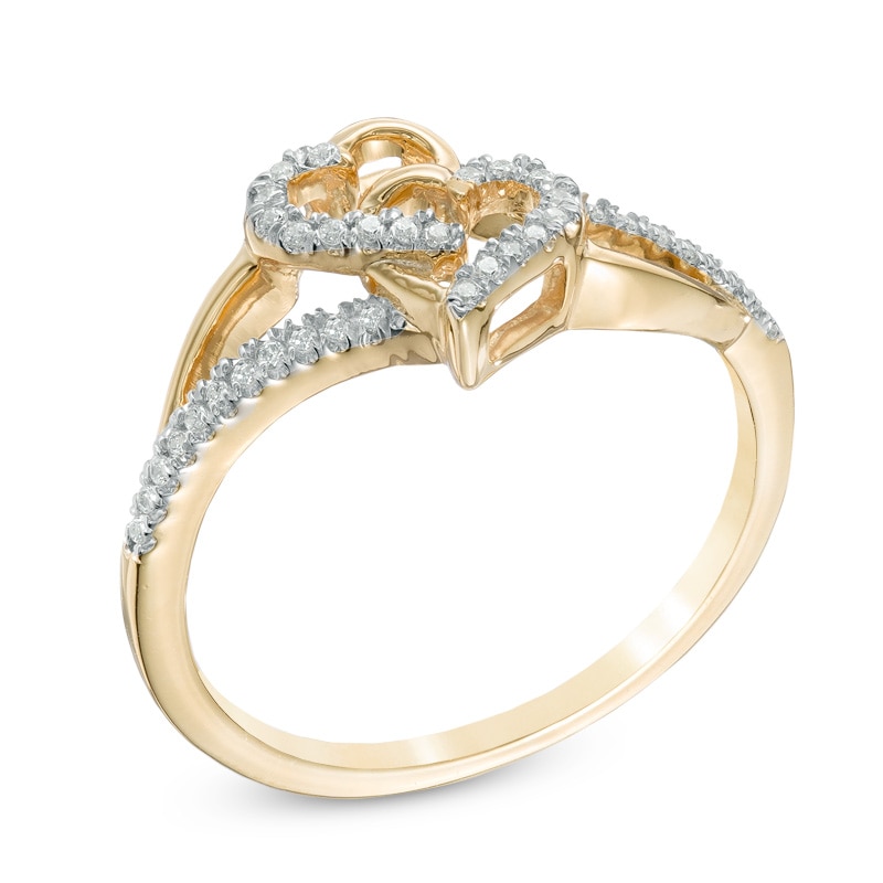 0.11 CT. T.W. Diamond Interlocking Hearts Ring in 10K Gold