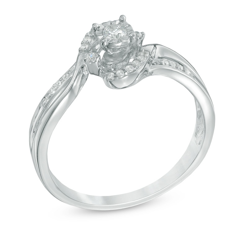 0.15 CT. T.W. Diamond Bypass Promise Ring in 10K White Gold