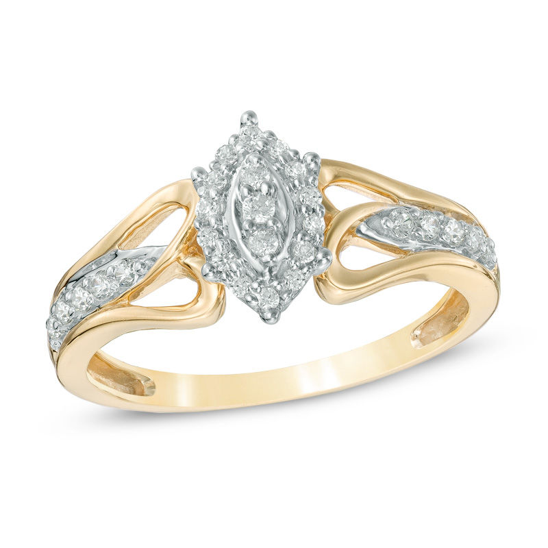 0.18 CT. T.W. Marquise Composite Diamond Promise Ring in 10K Gold