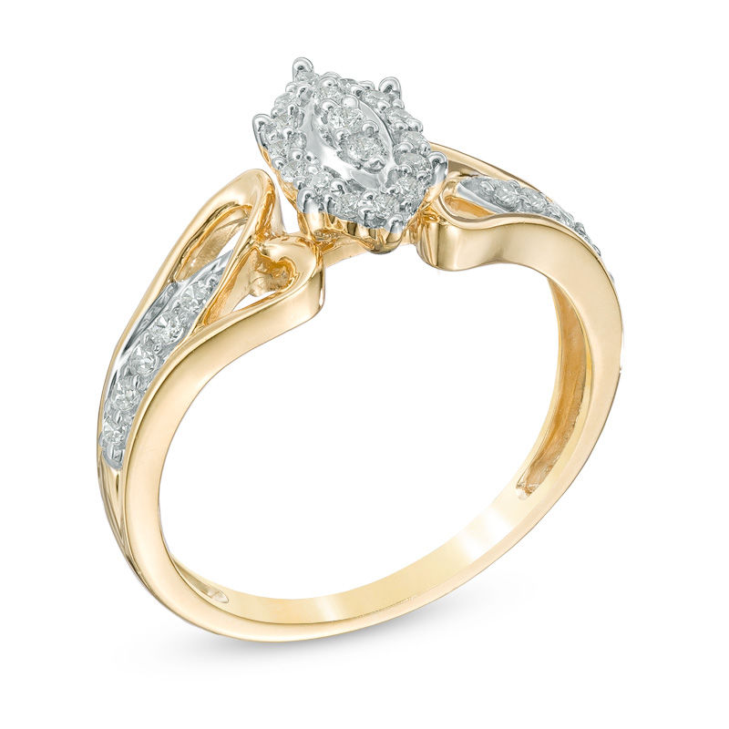 0.18 CT. T.W. Marquise Composite Diamond Promise Ring in 10K Gold