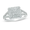 Thumbnail Image 1 of 0.58 CT. T.W. Quad Princess-Cut Diamond Double Frame Ring in 10K White Gold