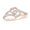 Thumbnail Image 0 of 0.11 CT. T.W. Diamond Interlocking Hearts Ring in 10K Rose Gold