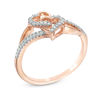 Thumbnail Image 1 of 0.11 CT. T.W. Diamond Interlocking Hearts Ring in 10K Rose Gold