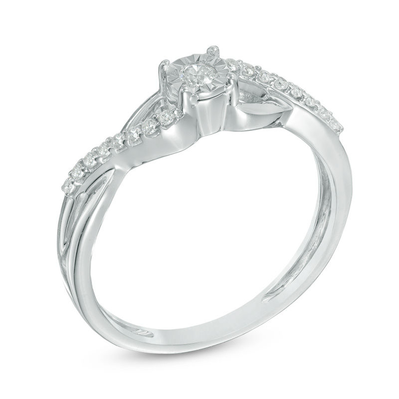 0.11 CT. T.W. Diamond Split Shank Promise Ring 10K White Gold