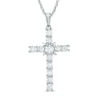 Thumbnail Image 1 of 0.82 CT. T.W. Diamond Cross Pendant in 10K White Gold