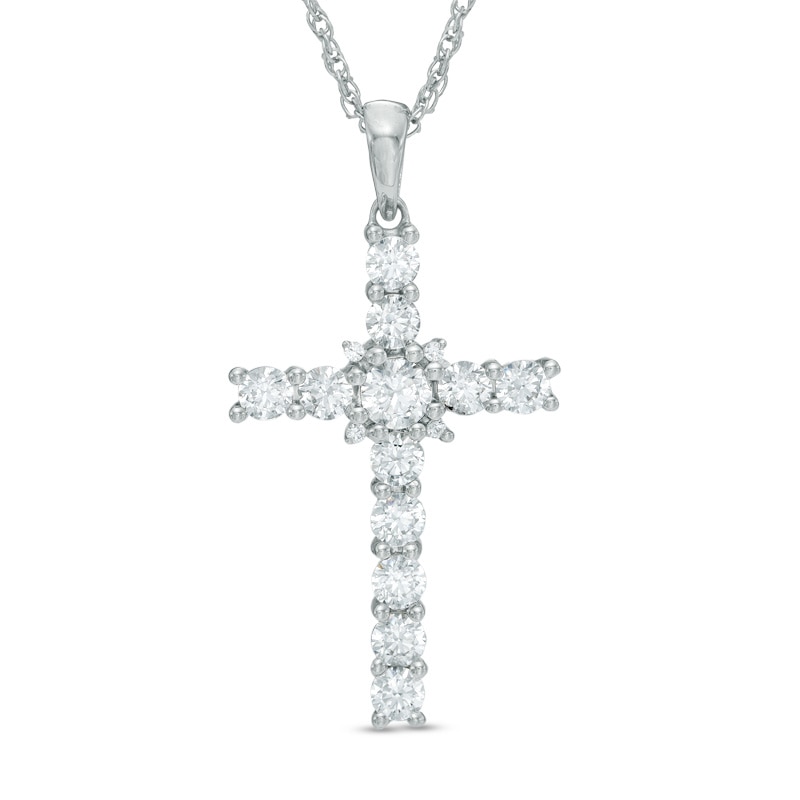 0.82 CT. T.W. Diamond Cross Pendant in 10K White Gold|Peoples Jewellers