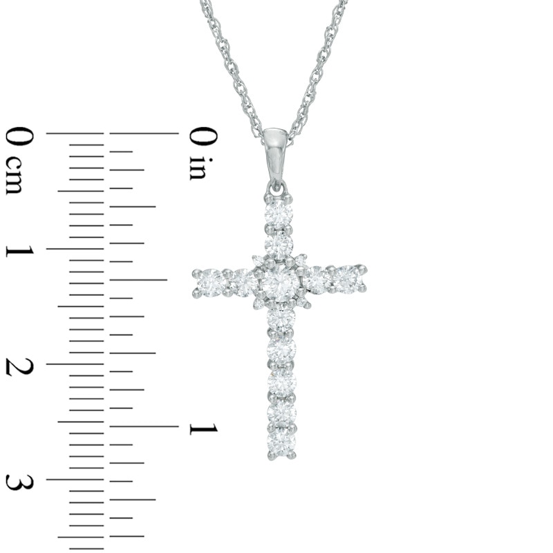 0.82 CT. T.W. Diamond Cross Pendant in 10K White Gold