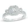 Thumbnail Image 0 of 0.45 CT. T.W. Princess-Cut Diamond Past Present Future® Double Frame Engagement Ring in 10K White Gold