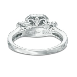 0.45 CT. T.W. Princess-Cut Diamond Past Present Future® Double Frame Engagement Ring in 10K White Gold