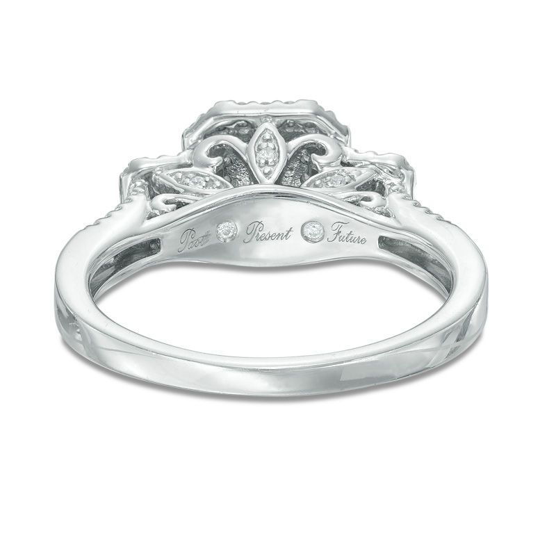 0.45 CT. T.W. Princess-Cut Diamond Past Present FutureÂ® Double Frame Engagement Ring in 10K White Gold