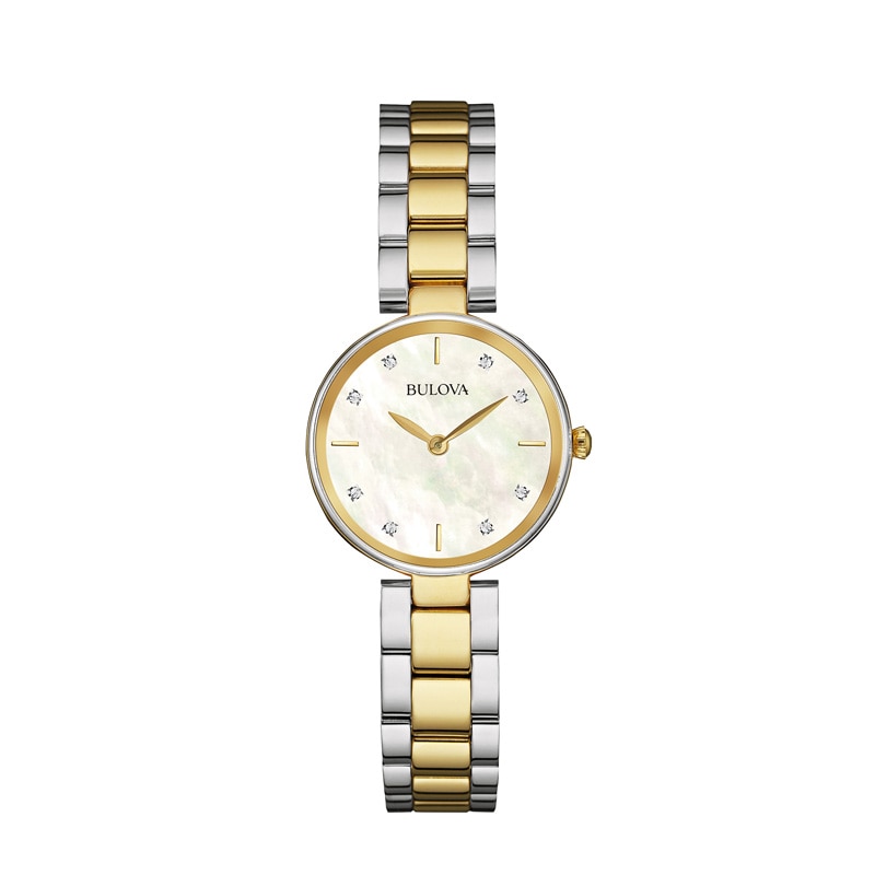 Ladies' Bulova Diamond Accent Two-Tone Watch with Mother-of-Pearl Dial (Model: 98P146)|Peoples Jewellers