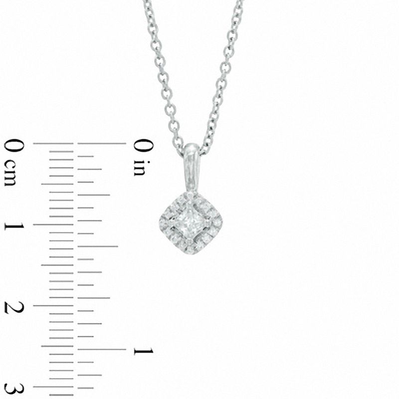 Vera Wang Love Collection 0.23 CT. T.W. Princess-Cut Diamond and Blue Sapphire Frame Pendant in 14K White Gold