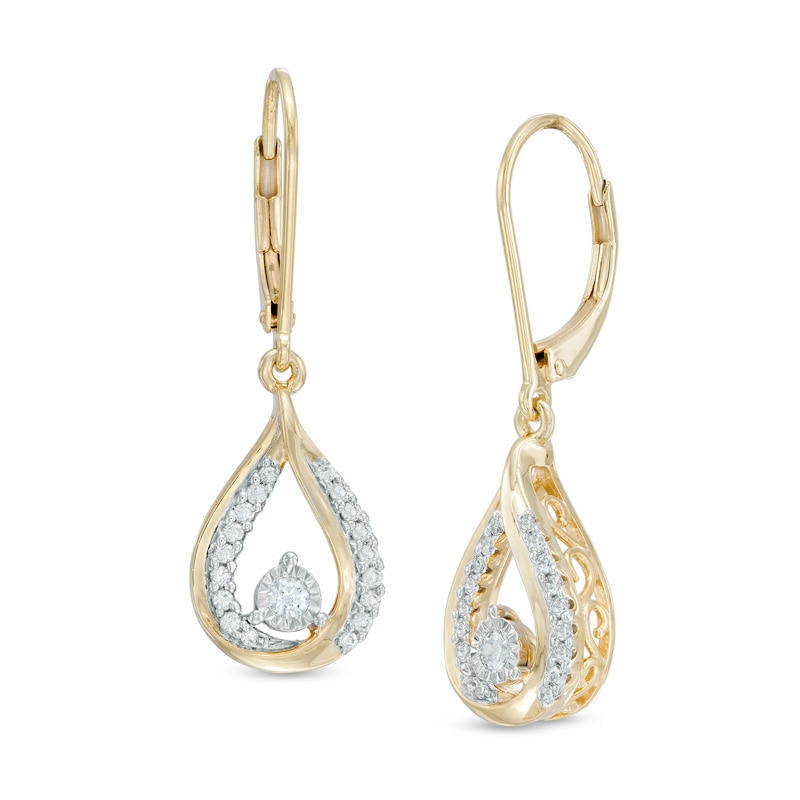 0.33 CT. T.W. Diamond Teardrop Earrings in 10K Gold