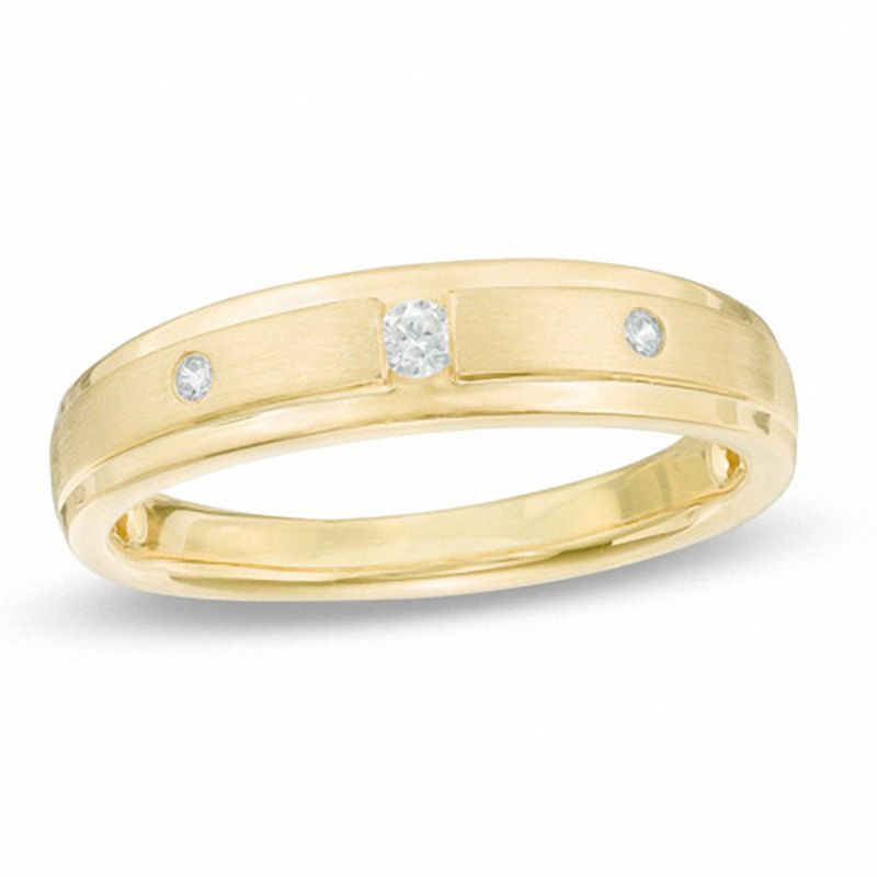 Men's 0.10 CT.T.W. Three Stone Band in 10K Gold