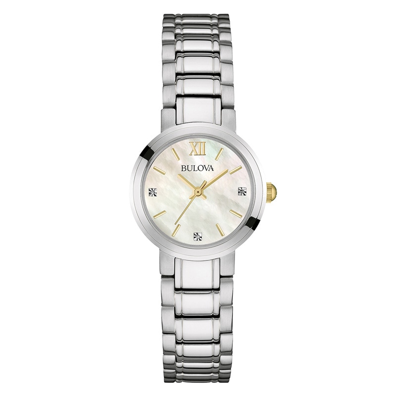 Ladies' Bulova Diamond Accent Two-Tone Watch with Mother-of-Pearl Dial (Model: 98P153)|Peoples Jewellers