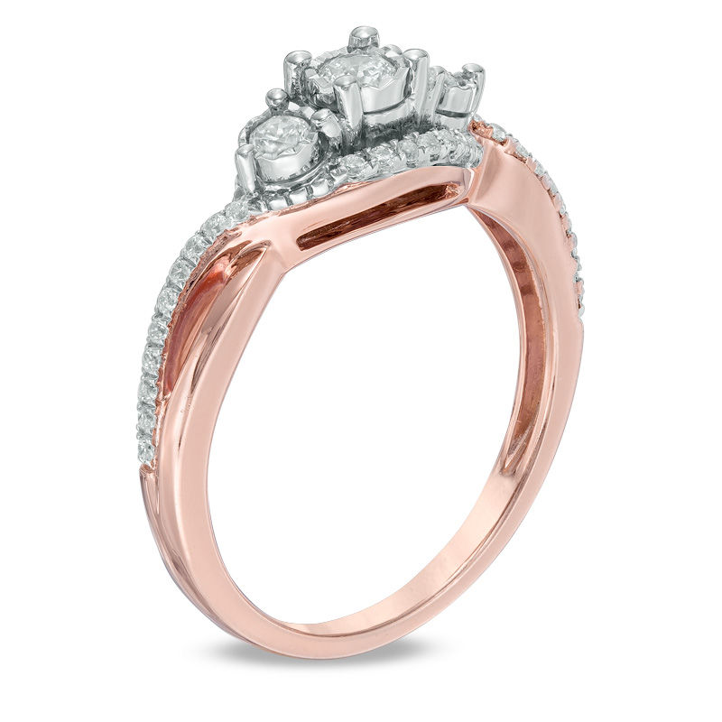 0.30 CT. T.W. Diamond Past Present FutureÂ® Twist Engagement Ring in 10K Rose Gold