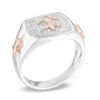 Thumbnail Image 1 of Men's 0.30 CT. T.W. Diamond Fleur-de-Lis Ring in Sterling Silver and 10K Rose Gold