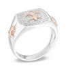 Thumbnail Image 2 of Men's 0.30 CT. T.W. Diamond Fleur-de-Lis Ring in Sterling Silver and 10K Rose Gold