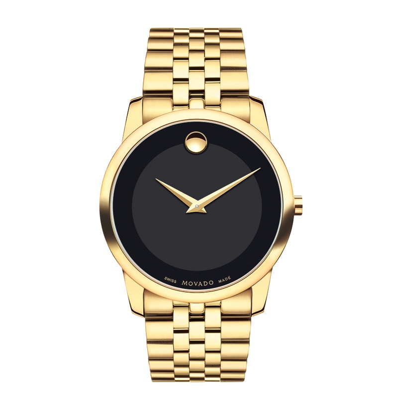 Men's Movado Gold-Tone Watch with Black Museum® Dial (Model: 606997)