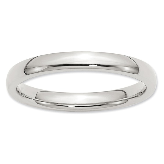 Ladies' 3.0mm Comfort-Fit Wedding Band in Sterling Silver Ladies' 3.0mm Comfort-Fit Wedding Band in Sterling Silver