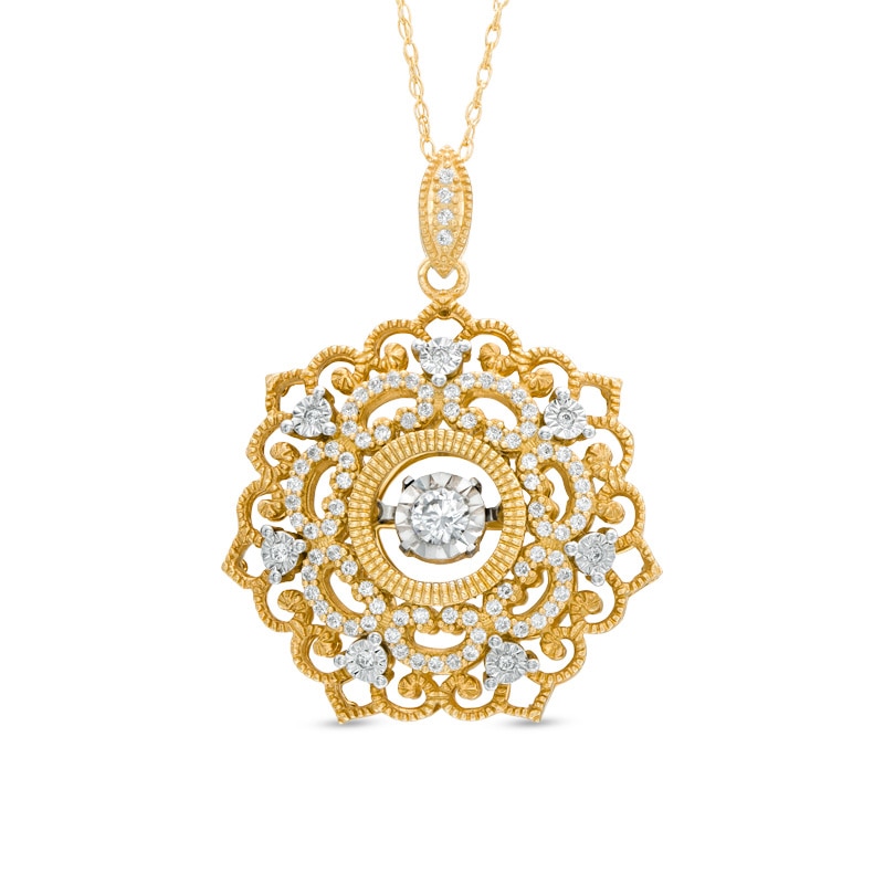 Unstoppable Love™ 0.33 CT. T.W. Diamond Flower-Shaped Vintage Pendant in 10K Gold
