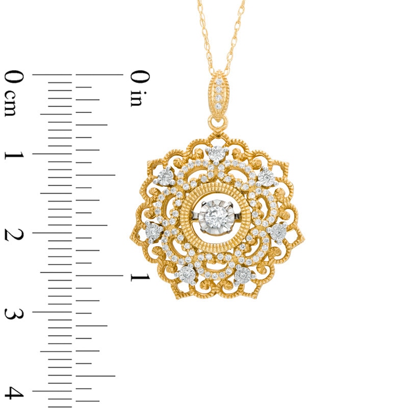 Main Image 2 of Unstoppable Love™ 0.33 CT. T.W. Diamond Flower-Shaped Vintage Pendant in 10K Gold