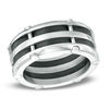 Men's 10.0mm Two-Tone Stainless Steel Riveted Comfort Fit Wedding Band - Size 10