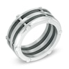 Men's 10.0mm Two-Tone Stainless Steel Riveted Comfort Fit Wedding Band - Size 10