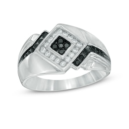 Men's 0.45 CT. T.W. Enhanced Black and White Diamond Ring in Sterling Silver