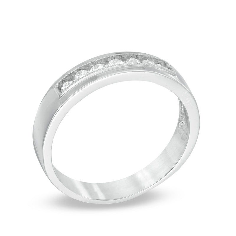Men's 0.23 CT. T.W. Diamond Wedding Band in 10K White Gold|Peoples Jewellers