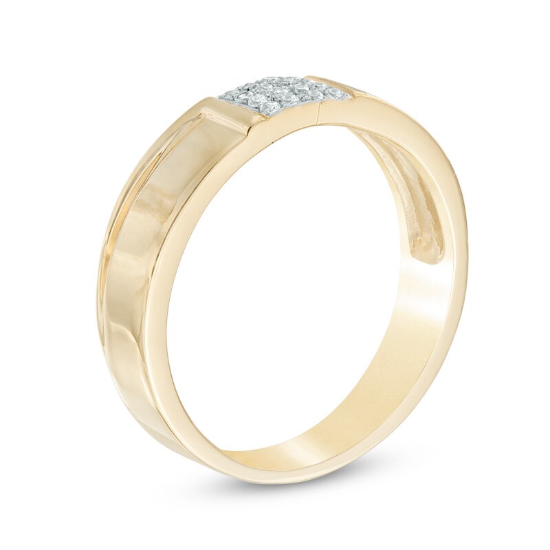Main Image 2 of Men's 0.09 CT. T.W. Diamond Wedding Band in 10K Gold
