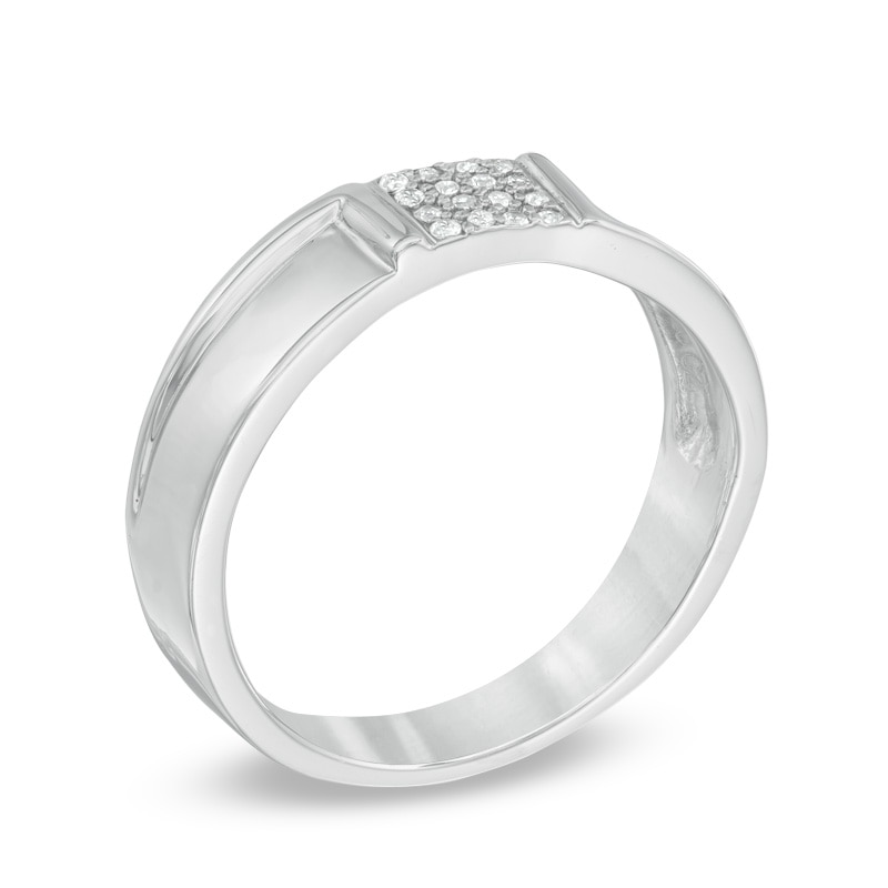 Main Image 2 of Men's 0.09 CT. T.W. Diamond Wedding Band in Sterling Silver