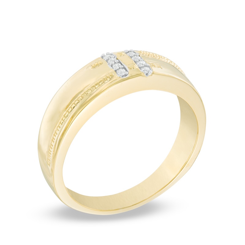 Men's Diamond Accent Wedding Band in 10K Gold|Peoples Jewellers