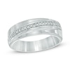 Thumbnail Image 1 of Men's 0.12 CT. T.W. Diamond Wedding Band in Sterling Silver
