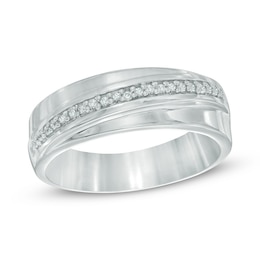Men's 0.12 CT. T.W. Diamond Wedding Band in Sterling Silver