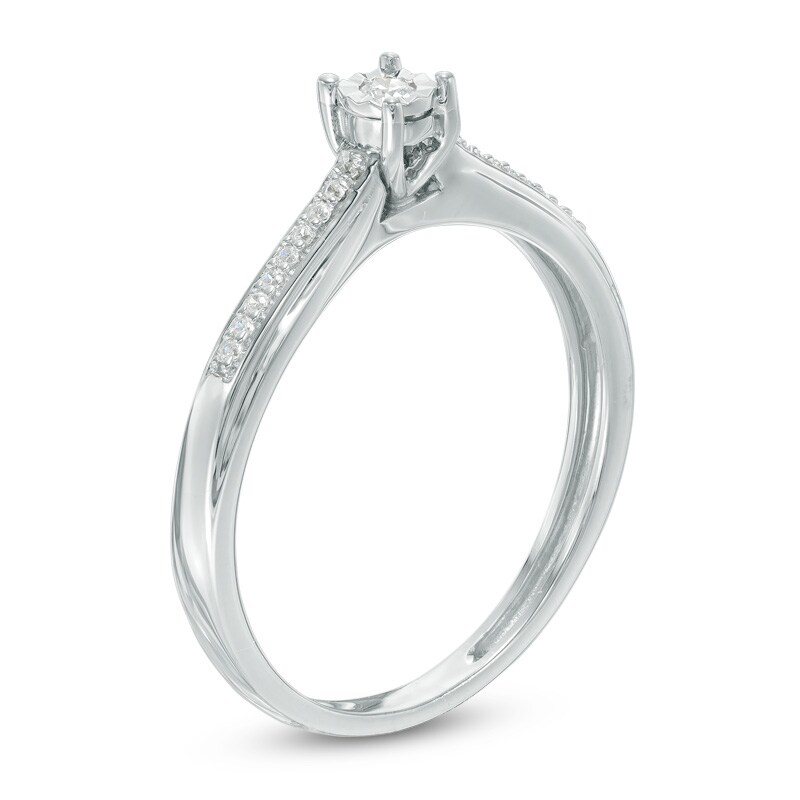 Main Image 2 of 0.06 CT. T.W. Diamond Promise Ring in 10K White Gold