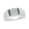 Men's 0.12 CT. T.W. Enhanced Black and White Diamond Ring in 10K White Gold