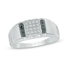 Thumbnail Image 0 of Men's 0.12 CT. T.W. Enhanced Black and White Diamond Ring in 10K White Gold