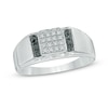 Thumbnail Image 0 of Men's 0.12 CT. T.W. Enhanced Black and White Diamond Ring in Sterling Silver