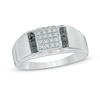 Thumbnail Image 1 of Men's 0.12 CT. T.W. Enhanced Black and White Diamond Ring in Sterling Silver