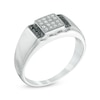 Thumbnail Image 1 of Men's 0.12 CT. T.W. Enhanced Black and White Diamond Ring in Sterling Silver